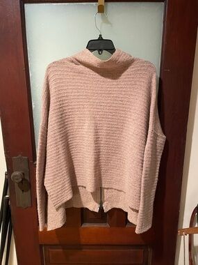 Free People Dusty Pink Mock Neck Ribbed Sweater